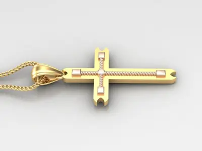 High Cross Pendant Light Gold 18K 4CP091 3D print model