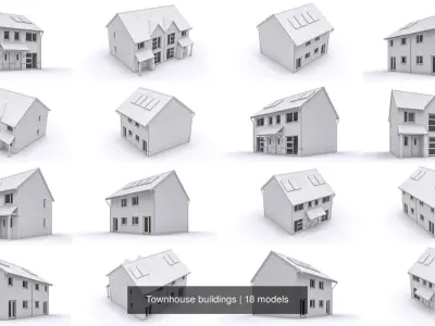 Townhouse buildings 3D Model Pack