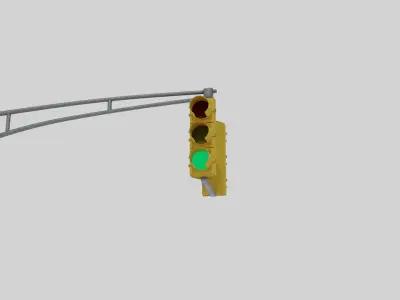 Traffic Light with Pole Low-poly 3D model