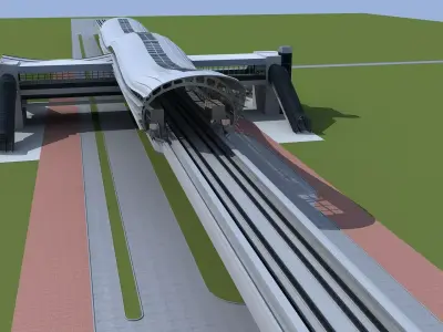 Collection of Light Rail Stations 3D model