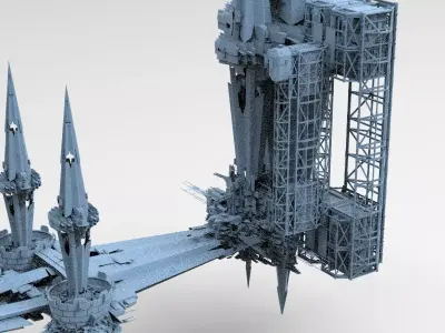 Sci fi Core crystal Shard Bridge Building Shards 2 3D model