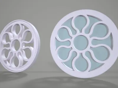 Highpoly Circular Gothic Window Type5 3D model
