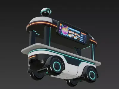 Cyberpunk Food Kiosk 3D Model Low-poly 3D model