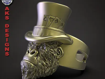 Animal ring jewelry Magician guerilla v153 Updated 3D print model