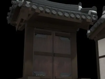 Korean Traditional Houses Hanok 03 with 11 modelings Low-poly 3D model