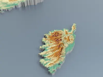 3d map France with relief 5k 3D model