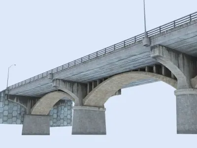 Congress Avenue Bridge Low-poly 3D model