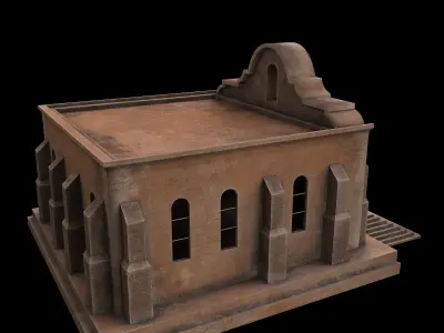 Church building with stairs and steps 3D model