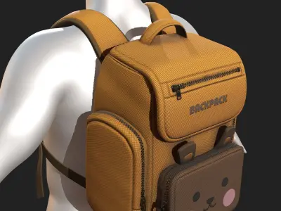 Backpack Camping color bag baggage pockets  Low-poly 3D model