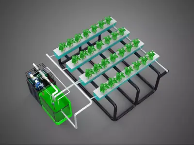 SMART IOT PH NUTRIENT CONTROL MONITOR NFT HYDROPONIC PLANT FARM 3D model