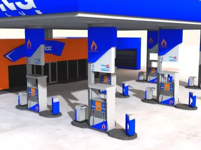 Gas Station - Petrol Station Type-1 Low-poly 3D model