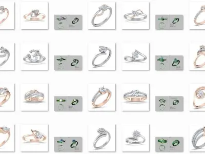 38 Light wt women ring 3dm stl render details bulk collection  3D print model