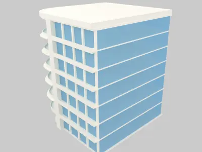building low poly 4 office with windows Low-poly 3D model