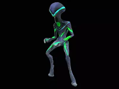 Rigged Alien Creature Animated Low-poly 3D model