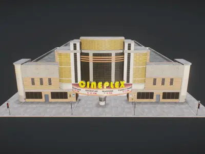 Cinema Hall Building Low-poly 3D model