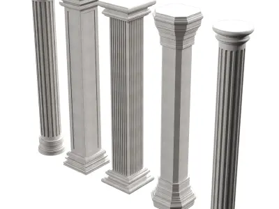 Marble Quintet Columns with Classic Design 2 3D model