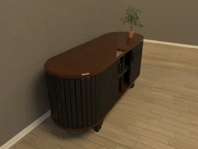 Oval Sideboard Cupboard With Sliding Doors 50x120 Free 3D model