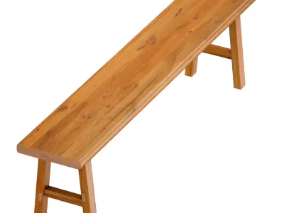Wooden bench 3D model 2