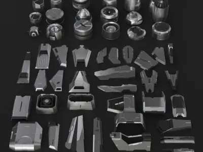 Sci-Fi Details Kit-Bash Set 3D model