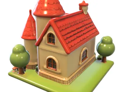 Fantasy Cartoon Castle  Stylized 3D model