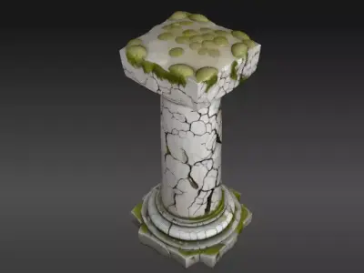 Ancient Broken Stone Pillar 3D Model Game Ready Environment  3D model