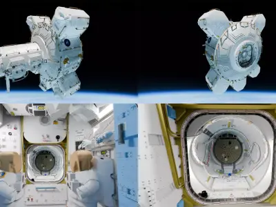 ISS Quest Joint Airlock Exterior Interior Low Poly Low-poly 3D model