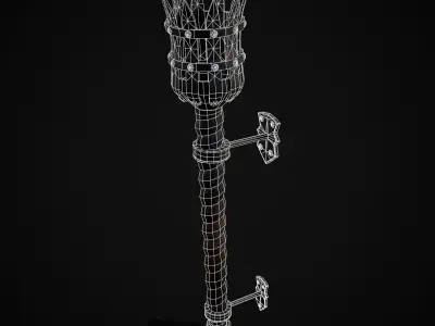 Medieval Spiral Wall Torch Low-poly 3D model