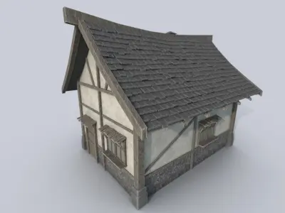 Medieval house Low-poly 3D model 23