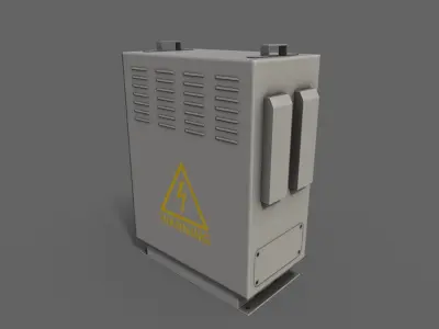 PBR Electric Box Grey V3 Low-poly 3D model