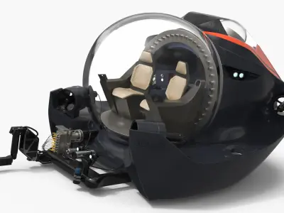  Compact SEA Aurora 3C Research Submarine Black Rigged for Maya 