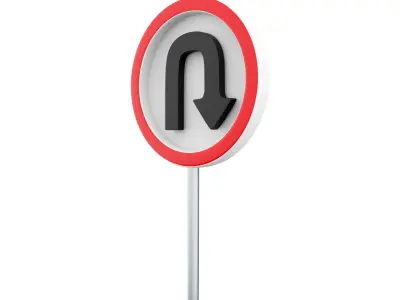 3d  Prohibition Sign U-turn 3D model