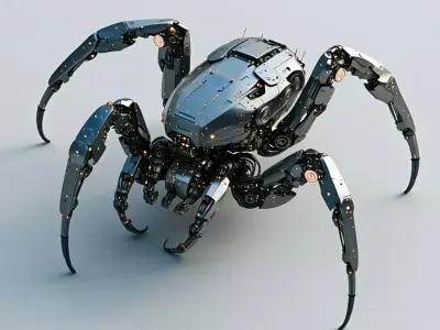 SciFi Mechanical Spider Robot Rigged Low-poly 3D model