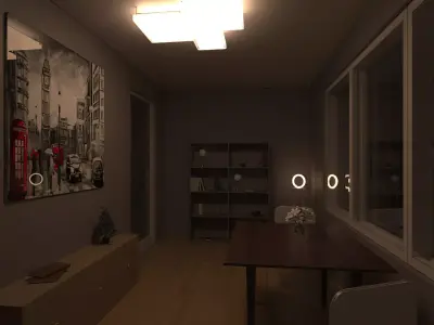 room with combined style Low-poly 3D model