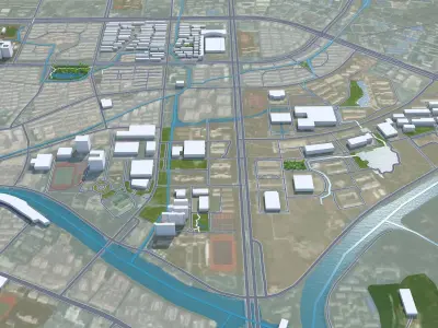 Huzhou Zhejiang China 50km Low-poly 3D model