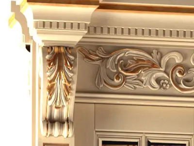 Palace classic swing doors with mirror 3D model