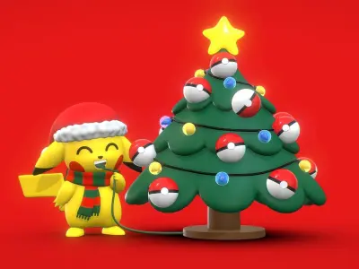 Pikachu Christmas 2022 3D print model