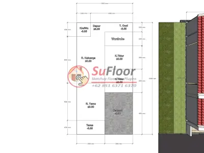 House 6x12m code 520 - Sketchup 3D model 3D model 3D model