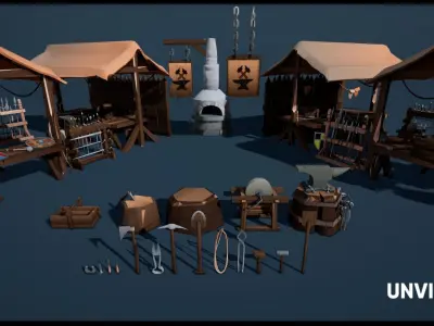 BlackSmith Kitbashing Low-poly 3D model