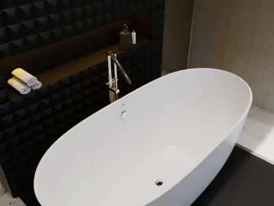 American Standard ZeniStone Floor-standing Bathtub and Faucet 3D model