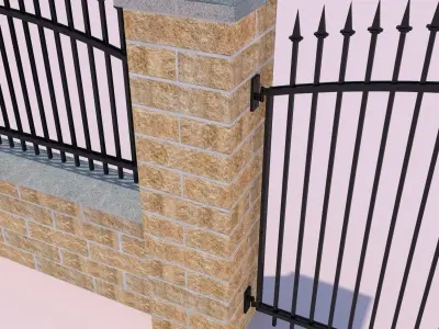 Forging Fence and Gate Low-poly 3D model