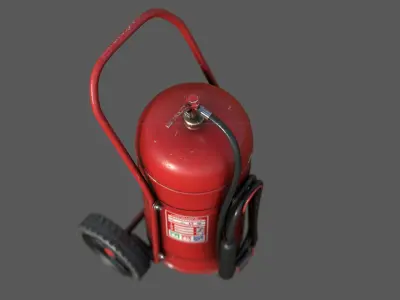 Wheeled Extinguisher Low-poly 3D model