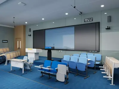 Modern Classroom Lecture Hall Interior PBR Game Ready Low-poly 3D model