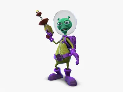 Cartoon Alien Low-poly 3D model