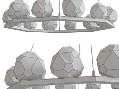 Gem Ring Single Tier Chandelier low poly 3d model Low-poly 3D model
