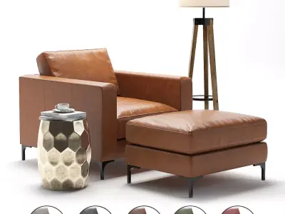 Pottery Barn Jake Leather Armchair 3D model