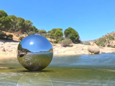 Sunny 360 Lake Panorama Low-poly 3D model