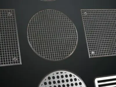 Multi-Pattern Industrial Wire Mesh Grill PBR Seamless Texture