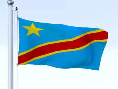 Animated Democratic Republic of Congo Flag Low-poly 3D model