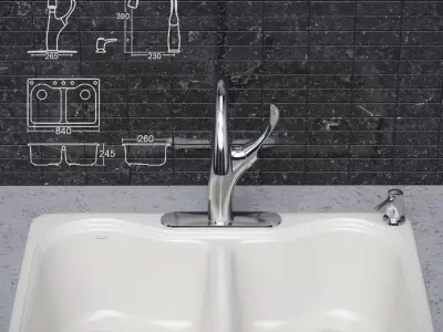 Kitchen faucet and sink KOHLER 3D model