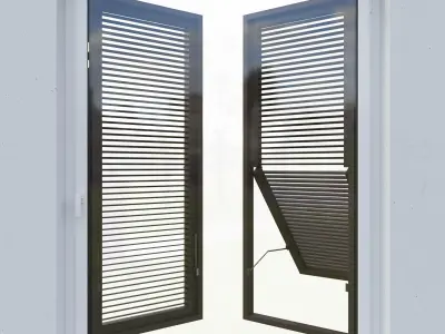 Shutters 6 open window with slats 3D model